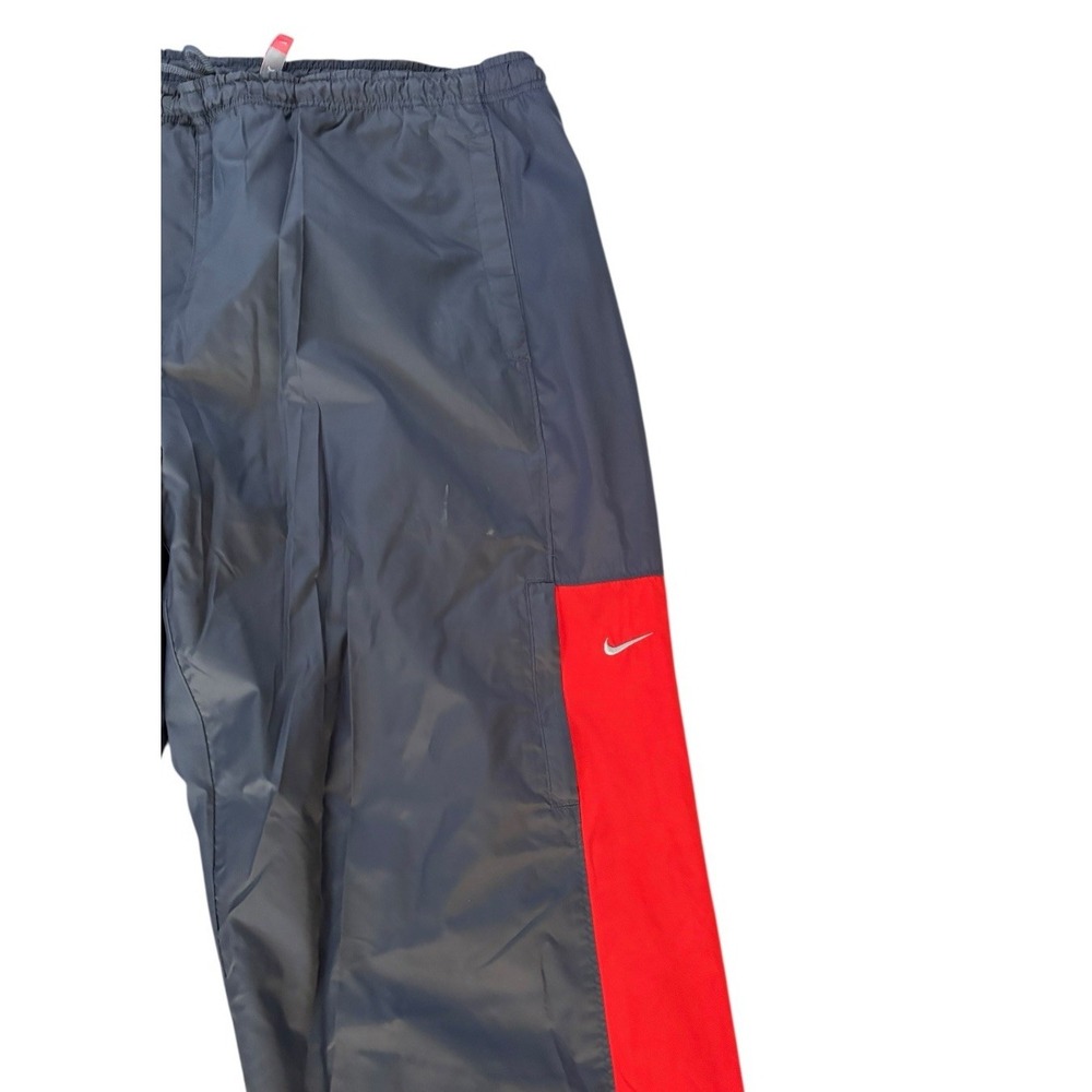 Nike Track Lined Pants Athletic Warm Up Men Sz XL Baggy Red Gray Zip Ankles Y2K - Picture 3 of 16